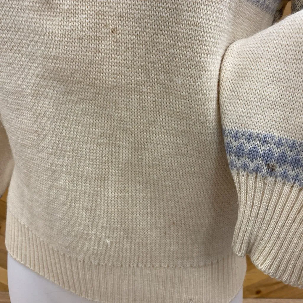 1/4 Zip Wool Sweater- Vintage : Off White Grey -women-SM