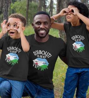 1sttheworld T-Shirt - Djibouti Is Sexy Djibouti Flag Dripping Lips Love T-Shirt Black A35