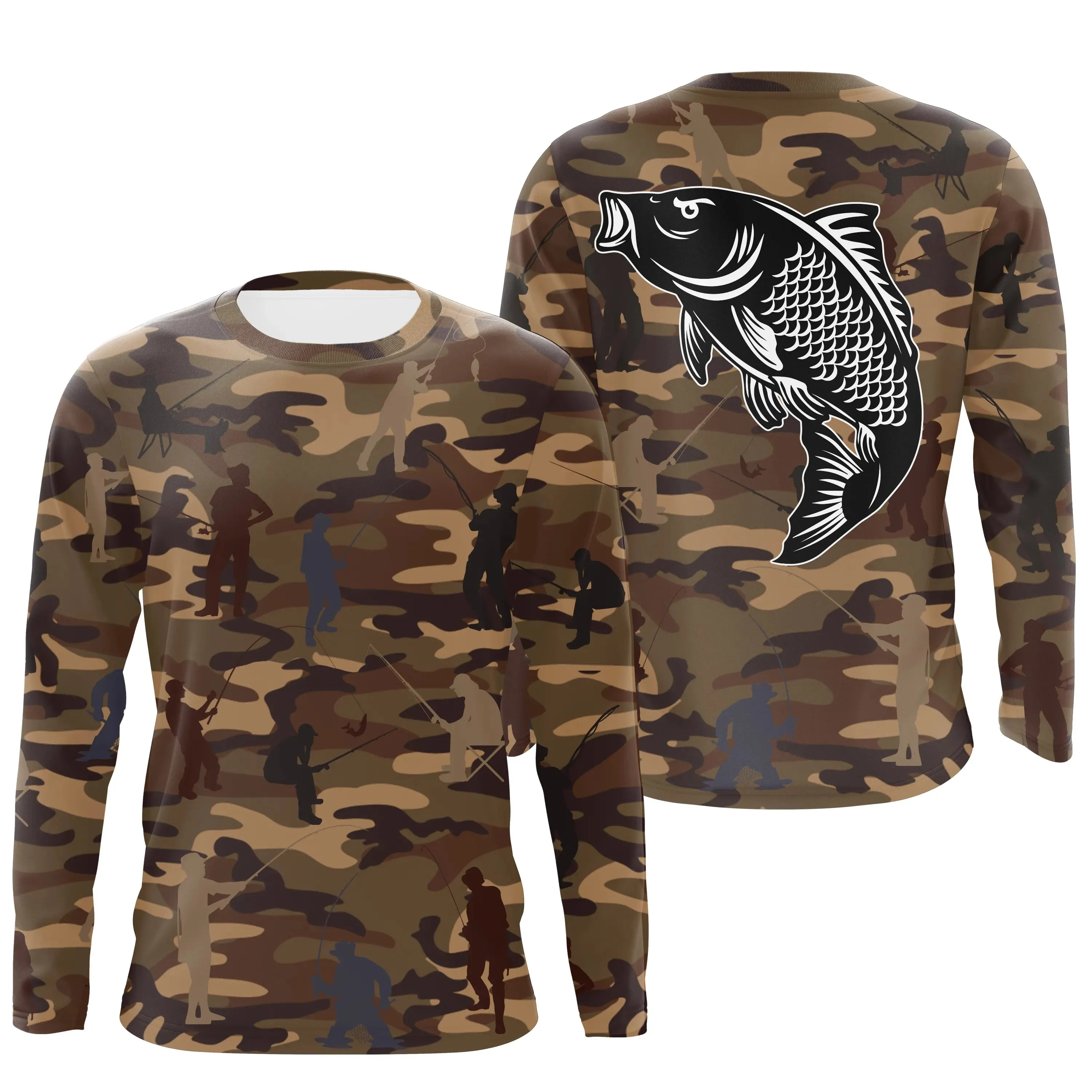 Camouflage de Pêche, Pêche de la Carpe, Cadeau Original Pêcheur, Tee shirt All-Over, T-Shirt Anti-UV - CTS19052231