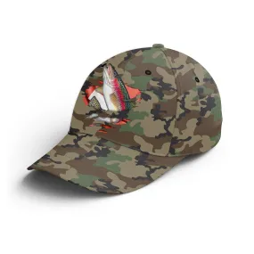 Chiptshirts - Casquette Pêcheur, Pêche de la Truite, Truite arc en Ciel, Cadeau Original Fans de Pêche, Motifs Camouflage, Drapeau Suisse - CT01072223