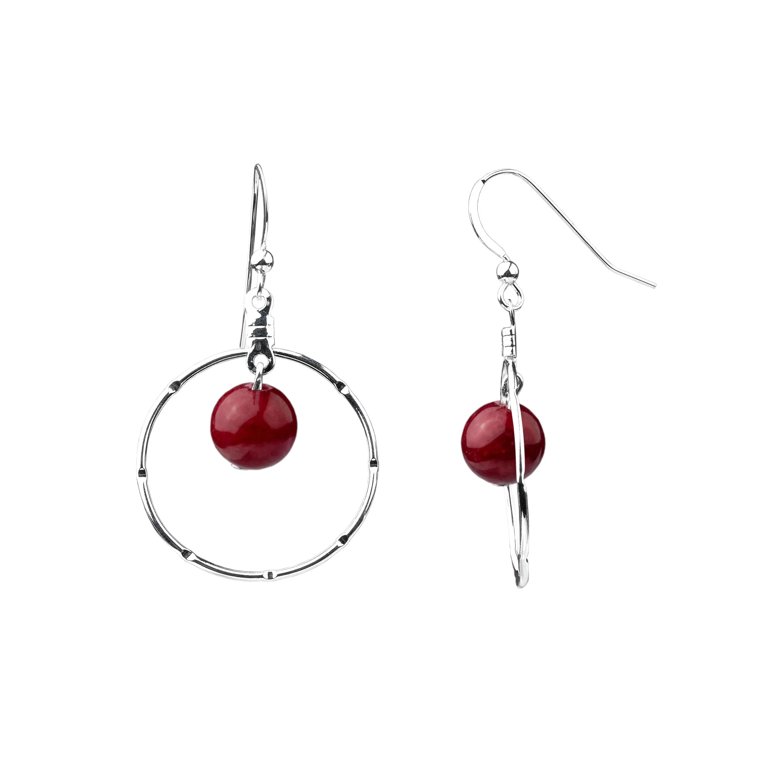 Earring | Notched Hoop | Bordeaux Jade