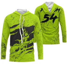 Maillot Cross Personnalisé Protection UV Vert, Cadeau Idéal Pilote MX, T-shirt Moto Passion - CT21122202