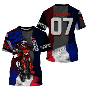 Maillot De Motocross MX Racing Personnalisé, Dirt Bike Racing, Drapeau France, Cadeau Fan Motos Tout-Terrain - CT15122229