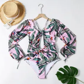 One Piece Flora Print Bodysuit (Plus size available)