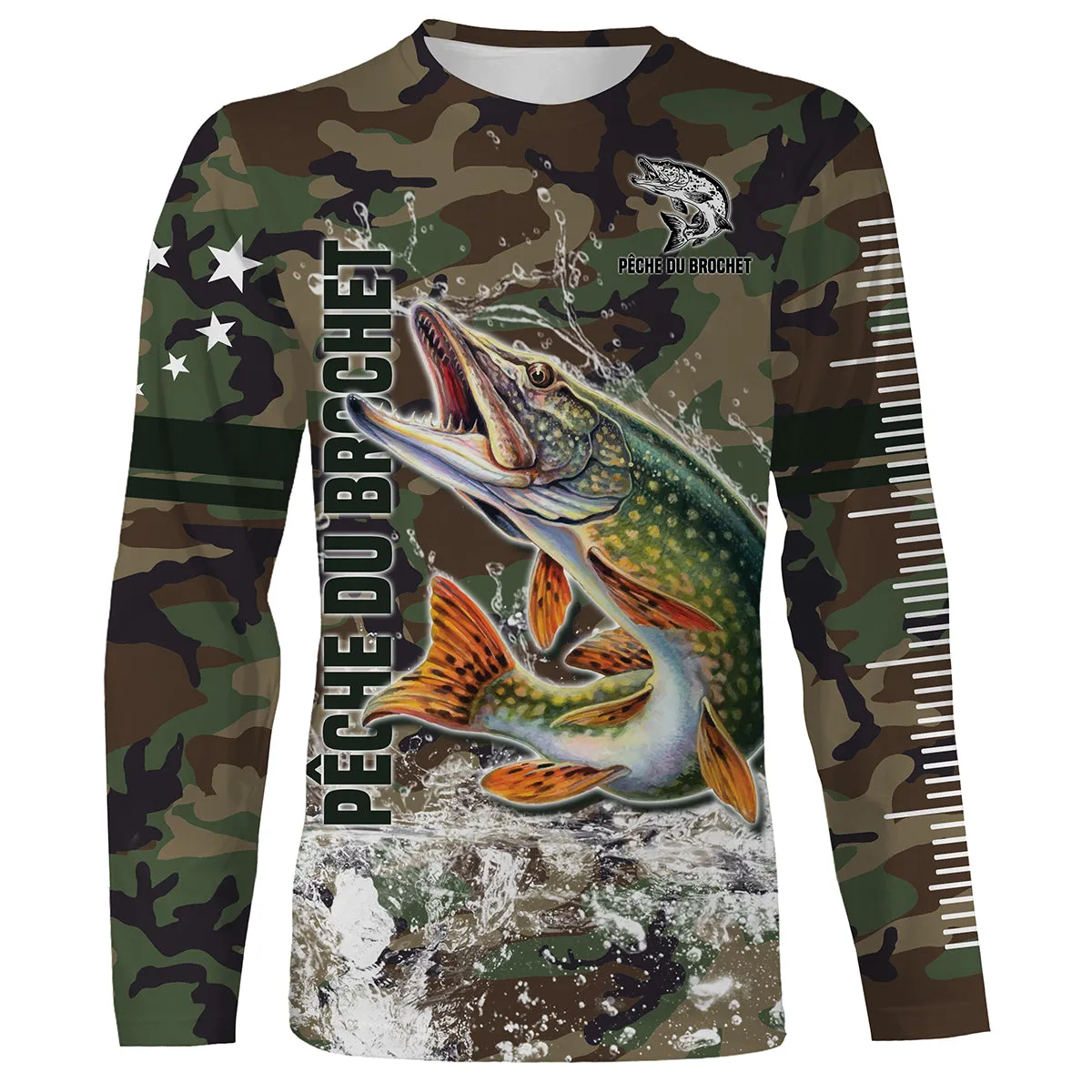 Pêche du Brochet, Pêche aux Carnassiers, Cadeau Original Pêcheur, Camouflage Pêche, Tee Shirt, Sweat à capuche, Vêtement Anti UV, Cadeau Personnalisé Pour La Pêche - CTS16042213