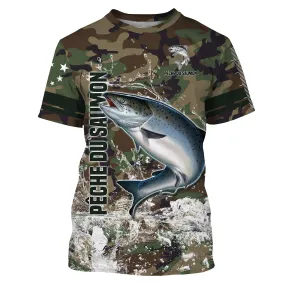 Pêche du Saumon, Cadeau Original Pêcheur, Camouflage Pêche, Tee Shirt, Sweat à capuche, Vêtement Anti UV, Cadeau Personnalisé Pour La Pêche - CTS16042214