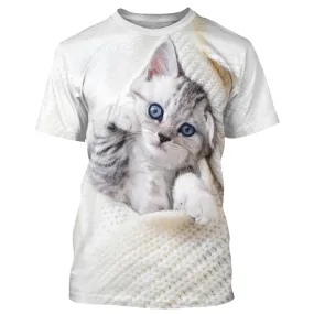 T-shirt Homme Femme Quotidien Plein Air Blanc Basique Motifs 3D Chat Mignon - CT16012312