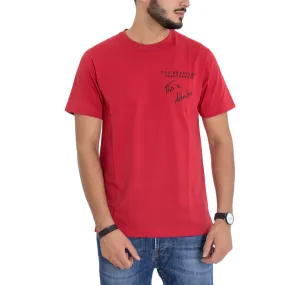 T-Shirt Uomo MOD Stampa Scritta Girocollo Vari Colori Rossa GIOSAL