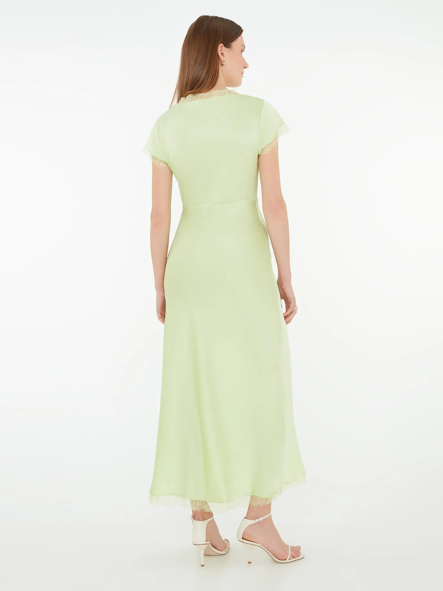 Woolf Sleeved Slip Dress in Green