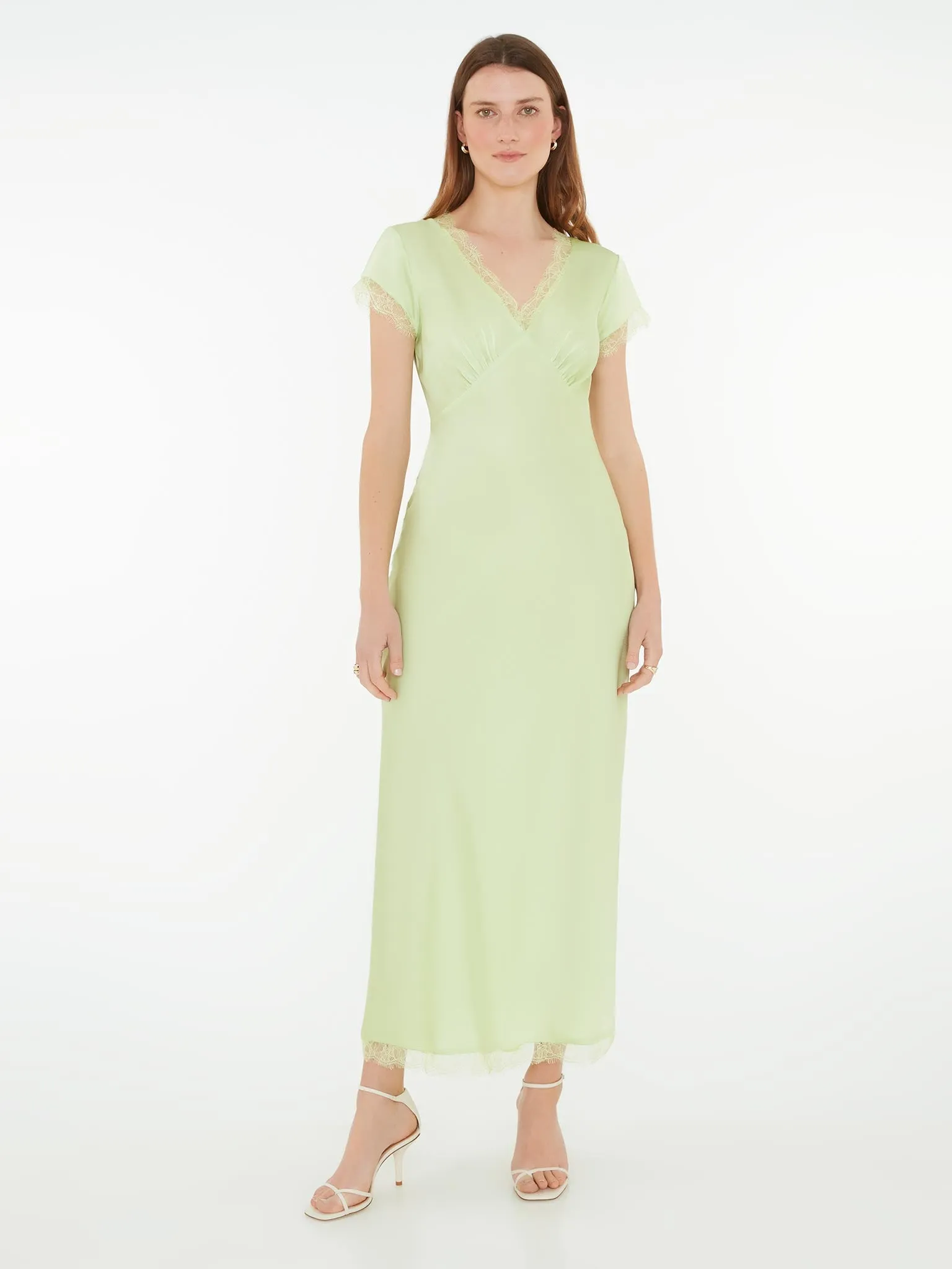 Woolf Sleeved Slip Dress in Green